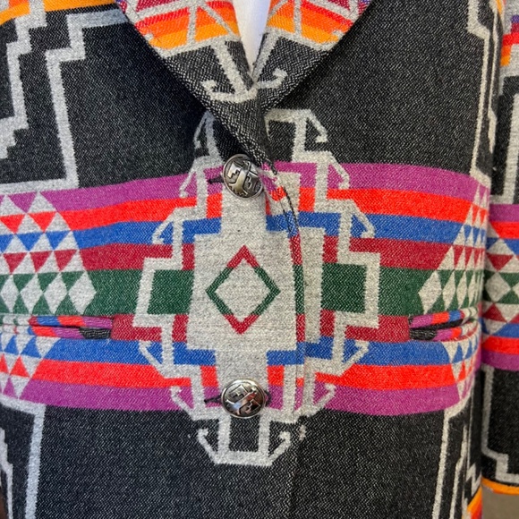 Vintage 90s Pendleton Knockabouts Aztec Southwest Tribal Wool Blazer Coat - L - Picture 3 of 5